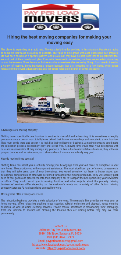 Hiring the best moving companies for making your moving easy